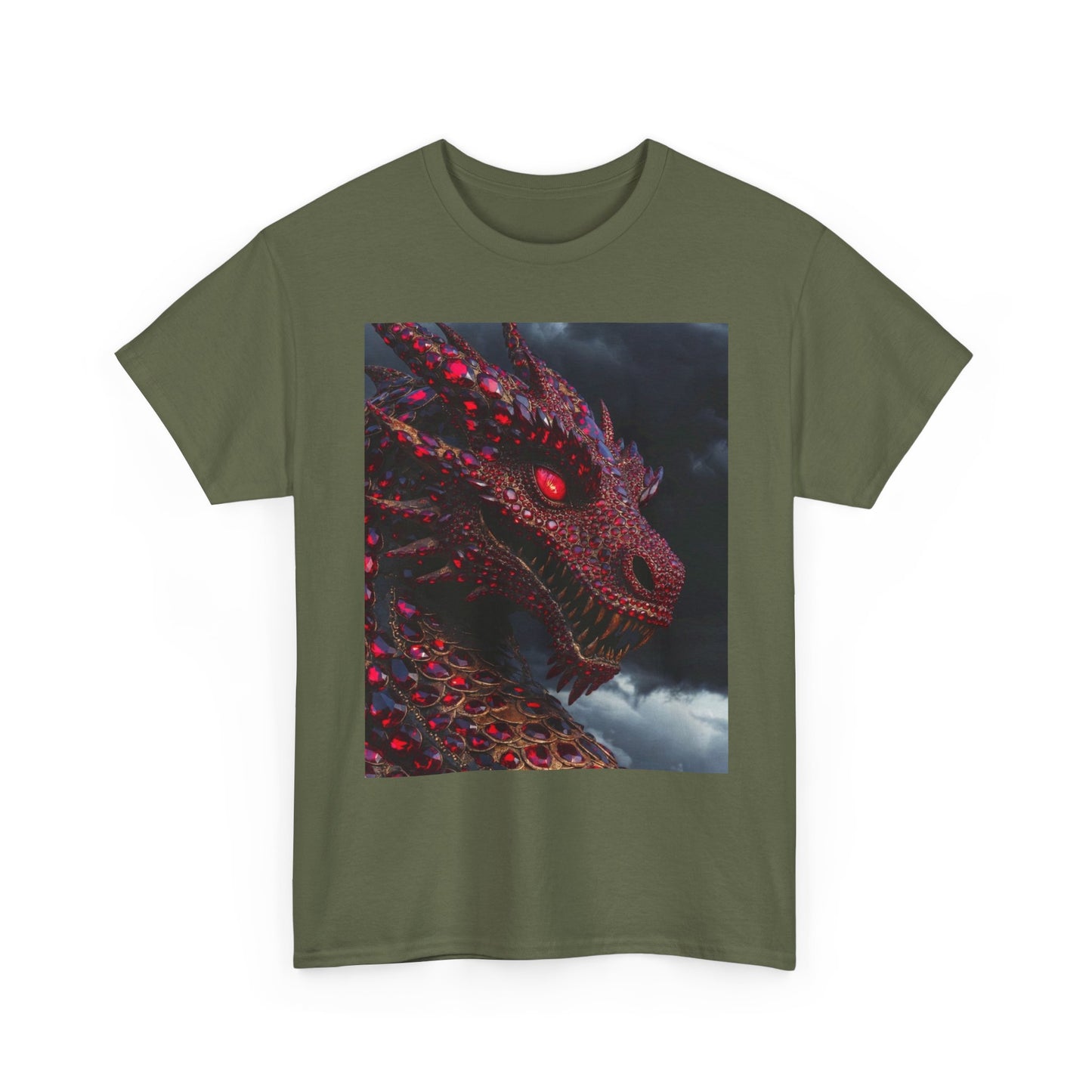 Dragon Portrait T-Shirt — Fiery Red Fantasy Dragon Graphic Tee