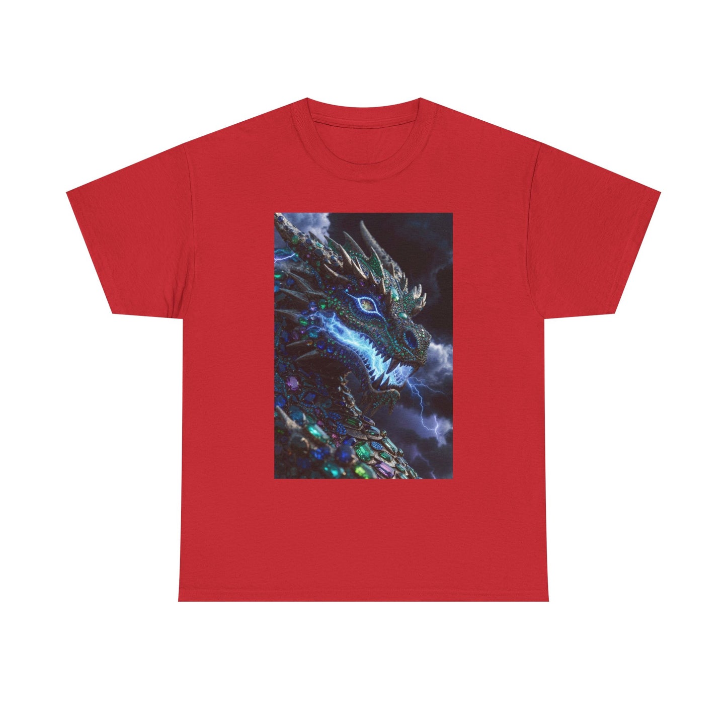 Dragon Portrait T‑Shirt — Neon Blue Fantasy Dragon Graphic Tee