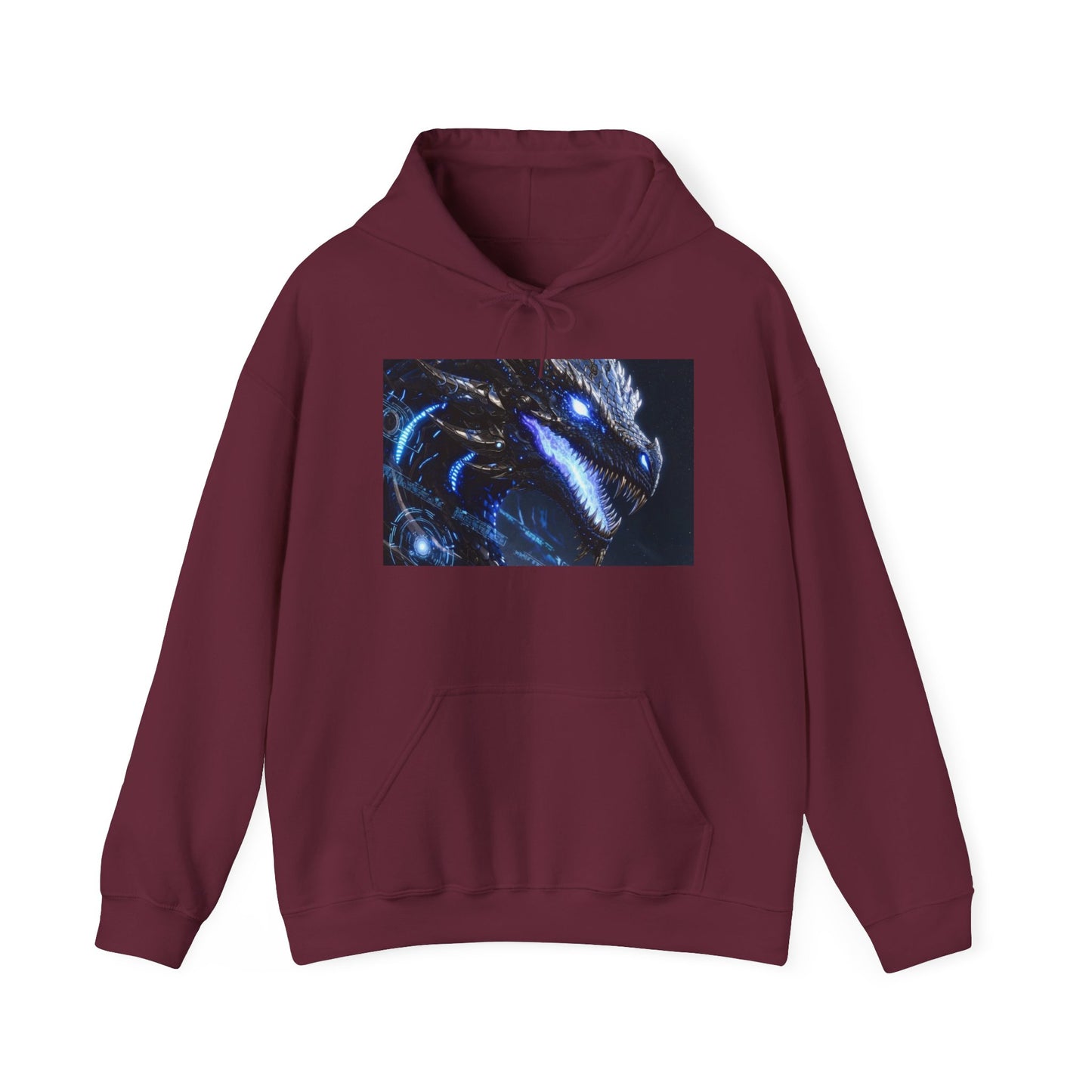 Blue Dragon Hoodie – Neon Fantasy Dragon Face Pullover