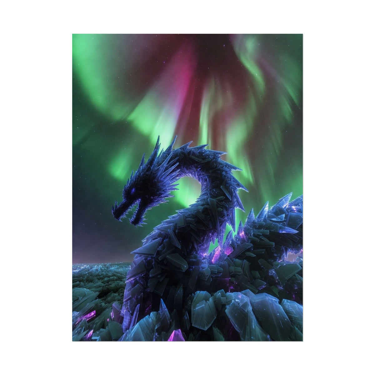 Aurora Crystal Dragon Poster — Fantasy Wall Art Print