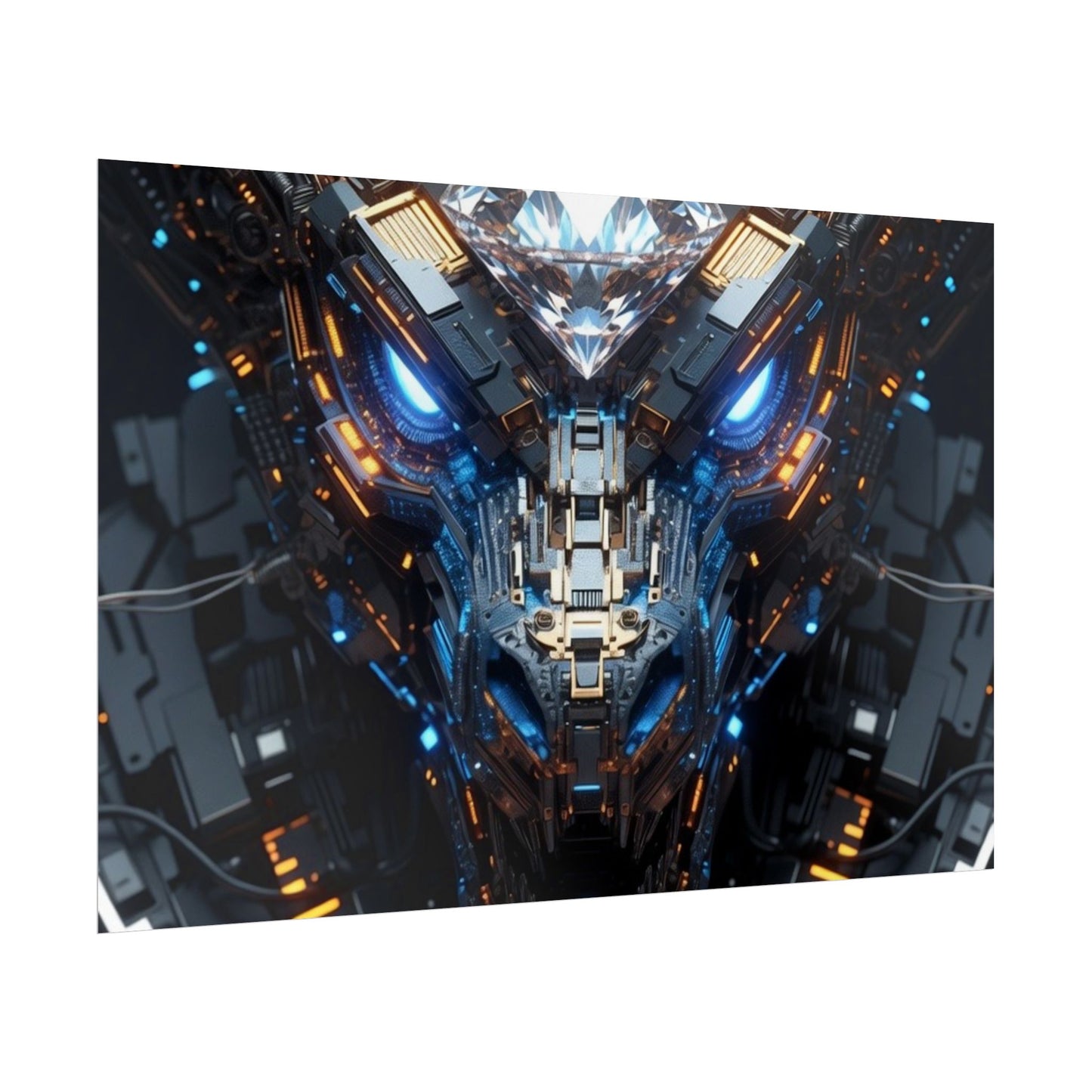 Futuristic Mech Dragon Poster – Cybernetic Robot Art Print