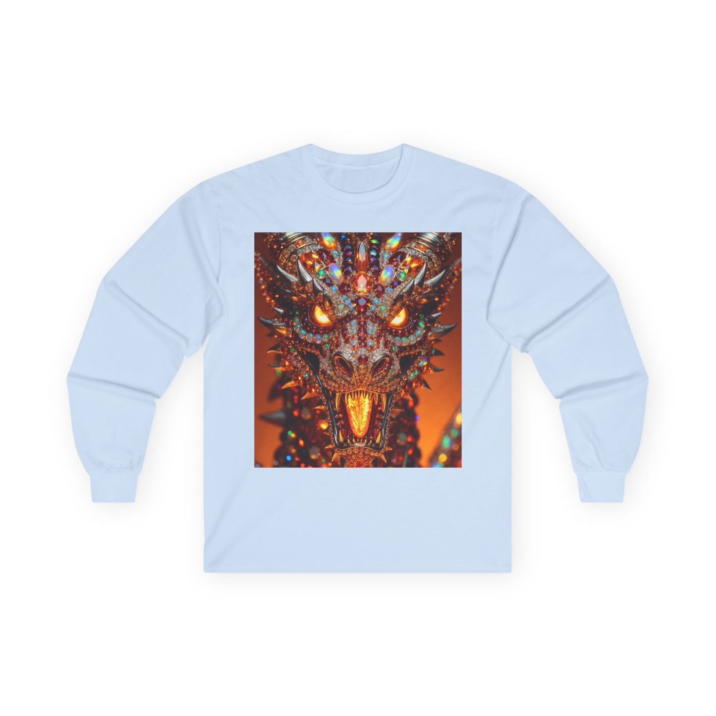 Dragon Portrait Long Sleeve Tee — Fiery Fantasy Monster Art
