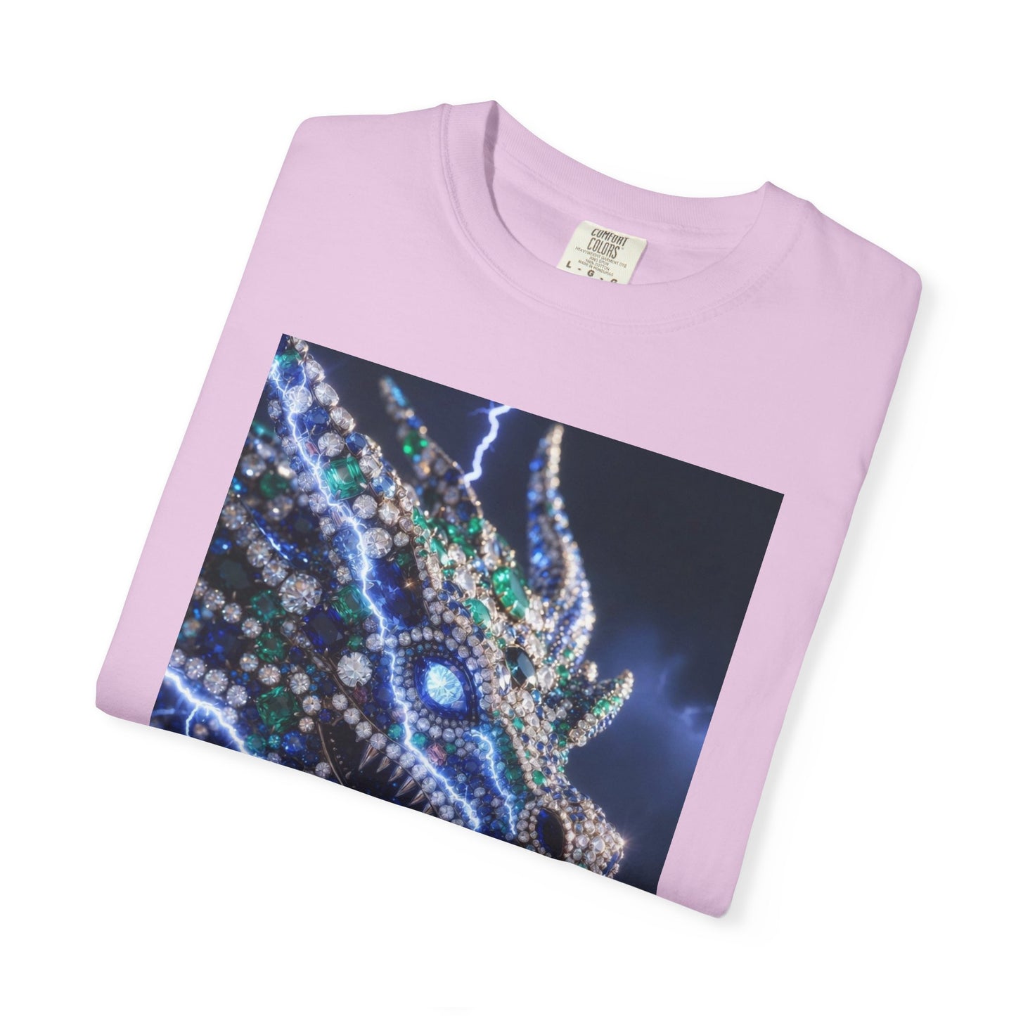 Dragon Lightning Graphic T-Shirt — Jewel-Studded Dragon Design