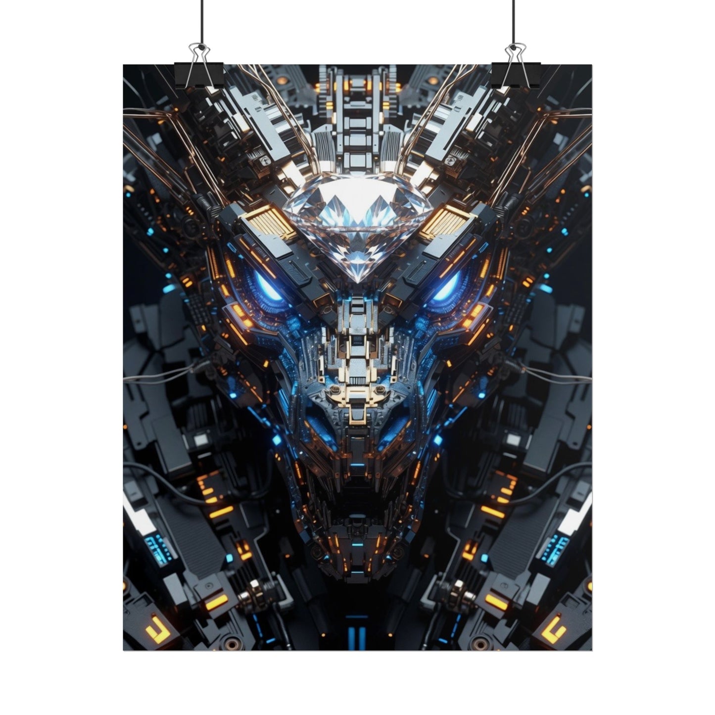 Futuristic Mech Dragon Poster – Cybernetic Robot Art Print