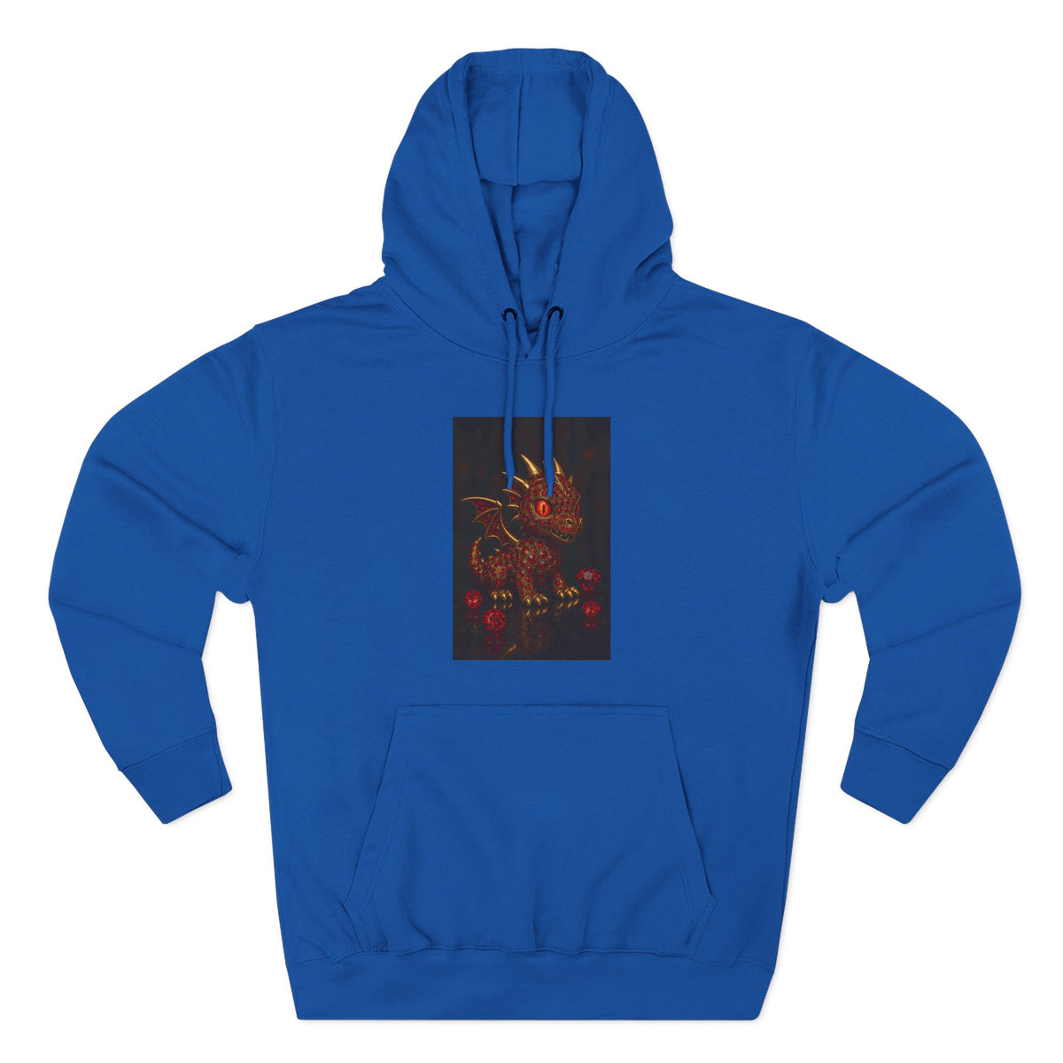 A RUBY RED Dragon Swirl Fleece Hoodie - Three-Panel Design for Fantasy Lovers