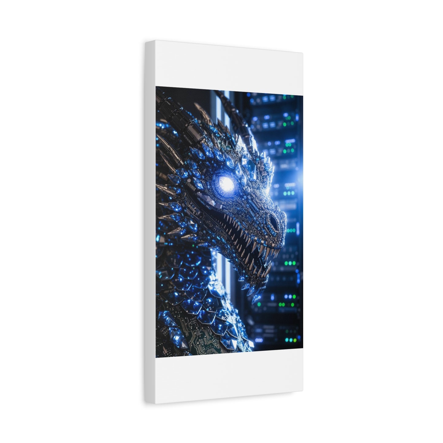 Cyber Dragon Canvas Print — Futuristic Metallic Dragon Wall Art