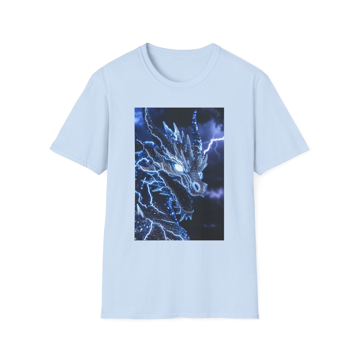 Lightning Dragon T-Shirt — Electric Blue Mythical Dragon Graphic Tee