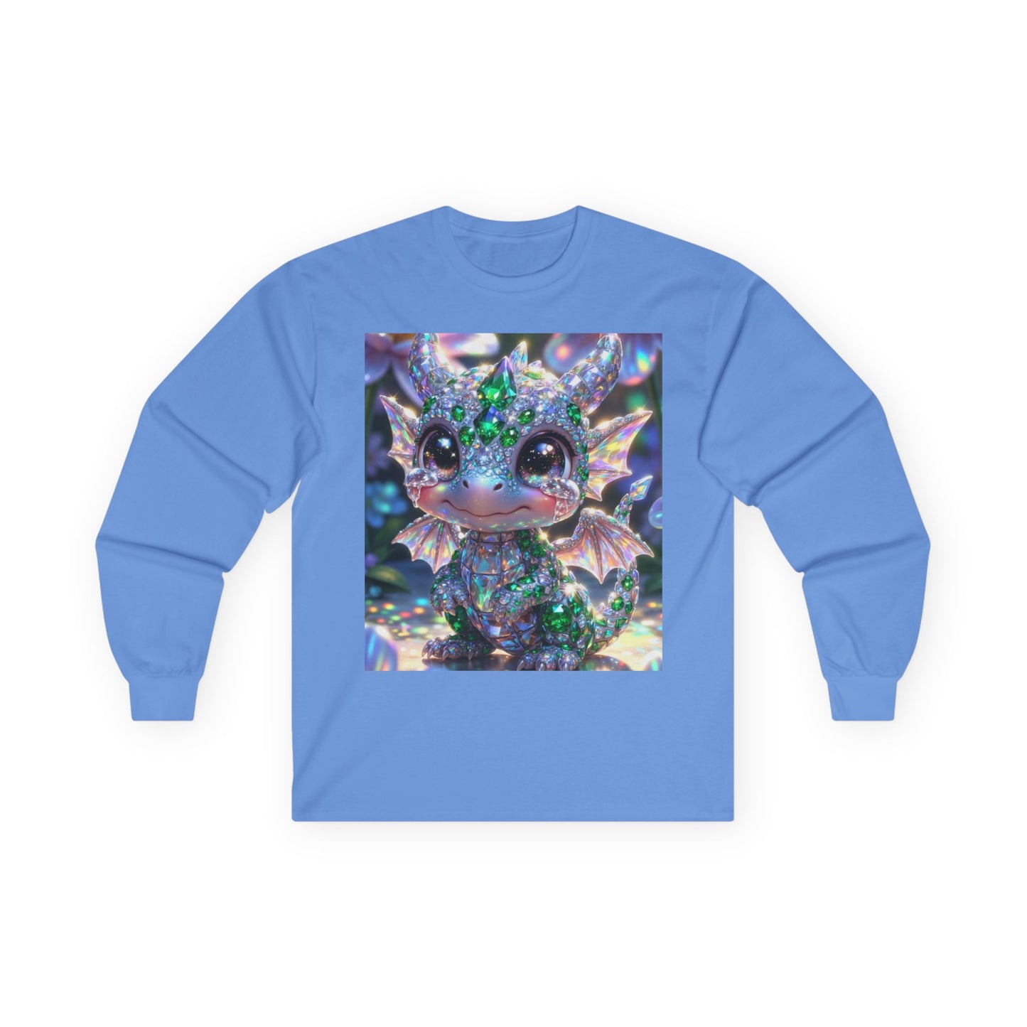 Sparkling Baby Dragon Long Sleeve Tee — Cute Fantasy Creature Shirt