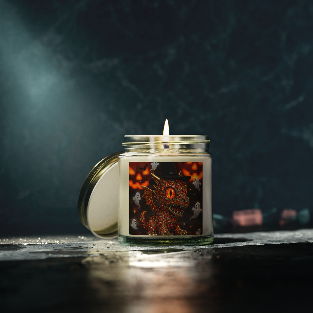 A Halloween Dragon LAVENDER AND MORE Scented Candles - Coconut Apricot Wax, Decorative Gifts, Home Fragrance, Fall Decor, Spooky Candle
