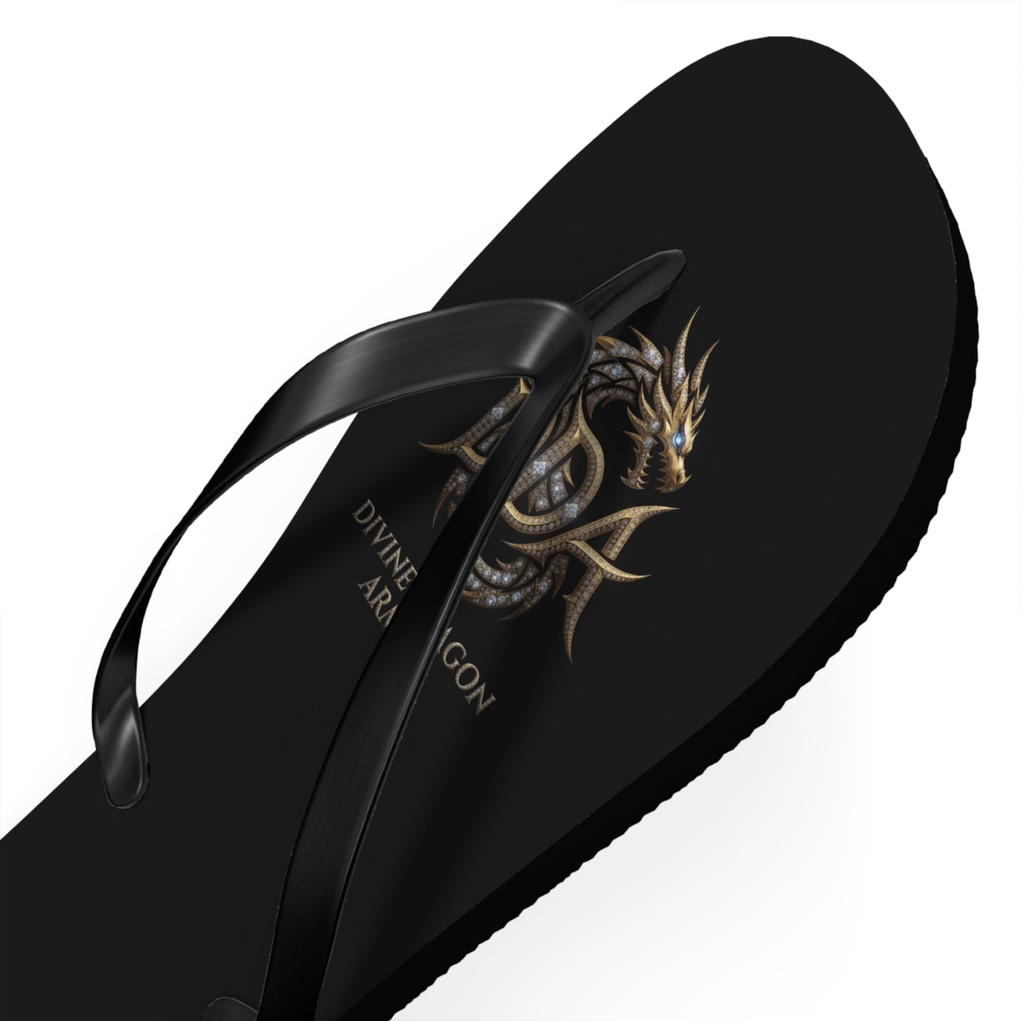 Dragon Armor Flip Flops – Black Fantasy Shield Beach Sandals