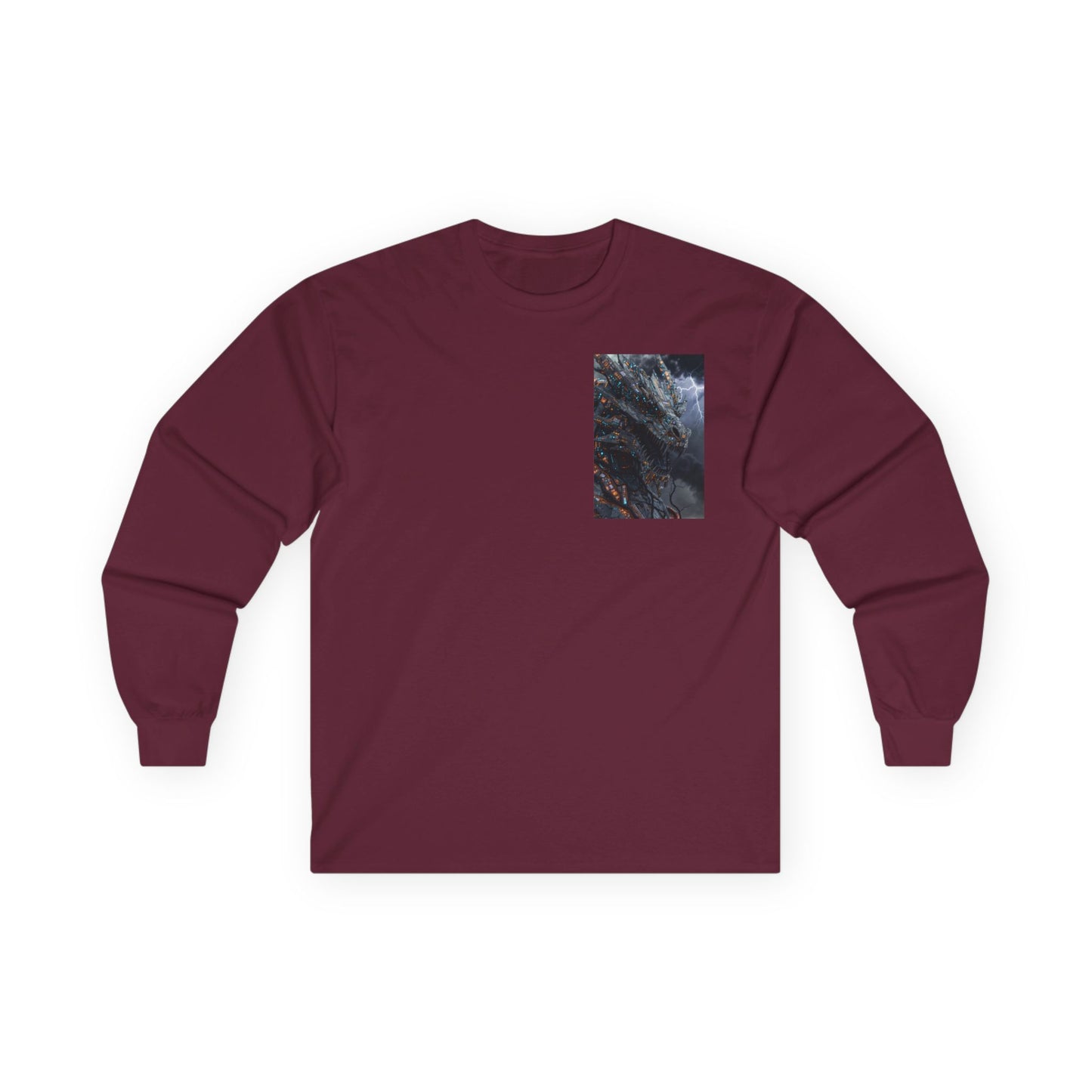 Long Sleeve Tee — Moody Ocean Cliff Photo Pocket Print