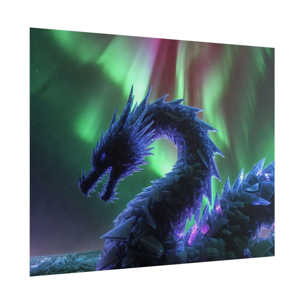Aurora Crystal Dragon Poster — Fantasy Wall Art Print
