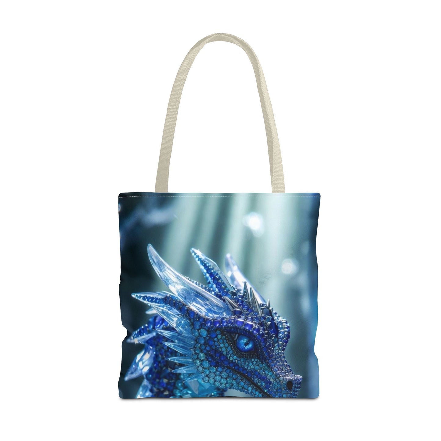 Blue Crystal Dragon Tote Bag — Fantasy Art All-Over Print
