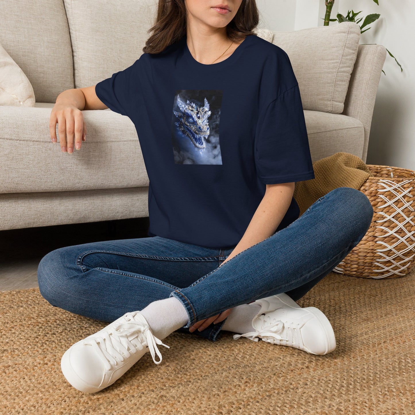 Dragon Portrait T-Shirt — Mystical Blue Dragon Art Tee