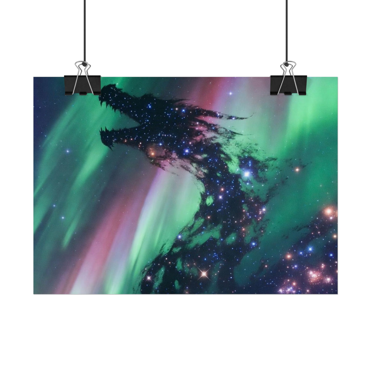 Aurora Dragon Poster — Cosmic Northern Lights Wall Art (Rolled Poster)