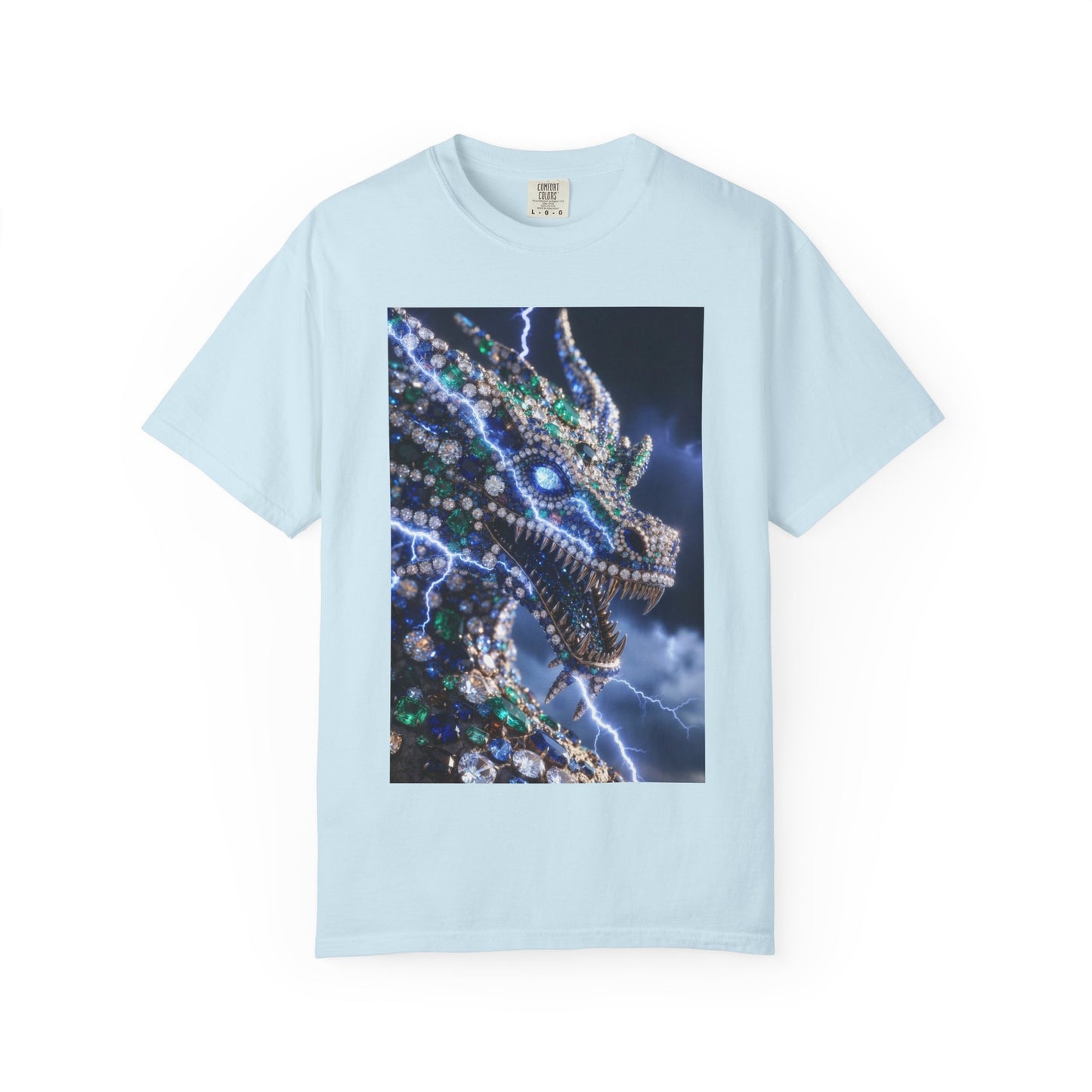 Dragon Lightning Graphic T-Shirt — Jewel-Studded Dragon Design
