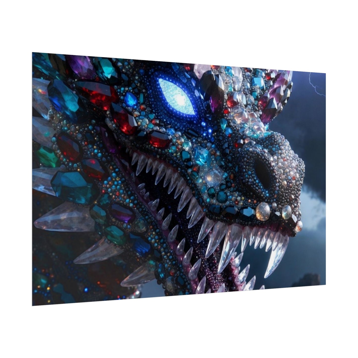Dragon Crystal Poster — Fantasy Gem-Encrusted Dragon Wall Art (Rolled Poster)