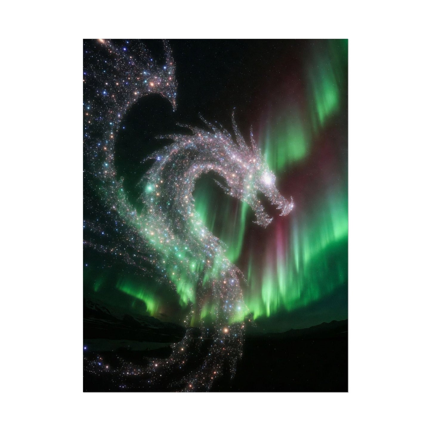 Aurora Dragon Poster — Northern Lights Fantasy Art Print