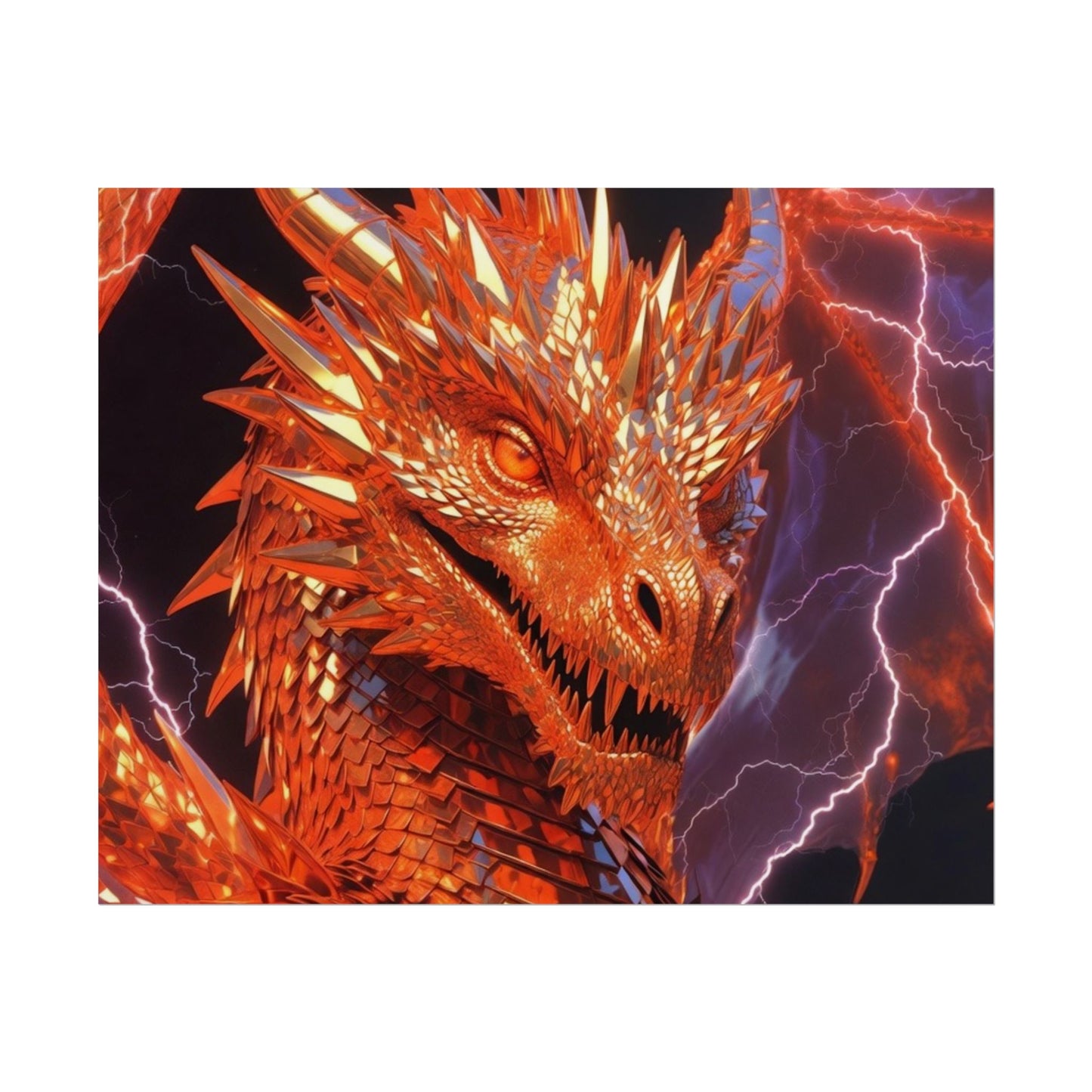 Orange Lightning Dragon Poster — Fantasy Wall Art for Gamers & Fans