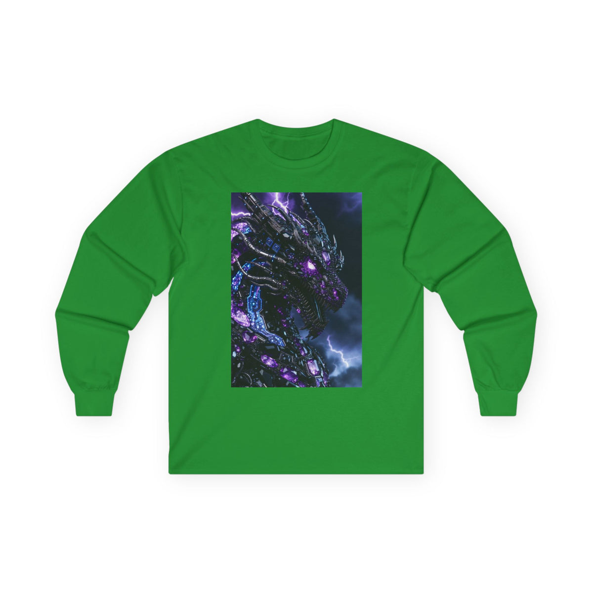 A Cosmic Dragon Pocket Long Sleeve Tee — Neon Galaxy Illustration