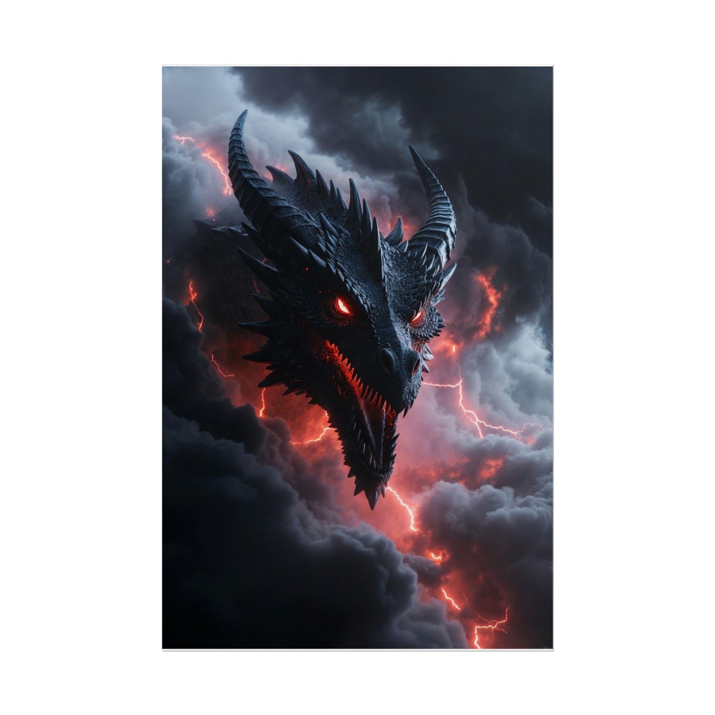 Dragon Storm Rolled Poster — Dark Fantasy Dragon Wall Art