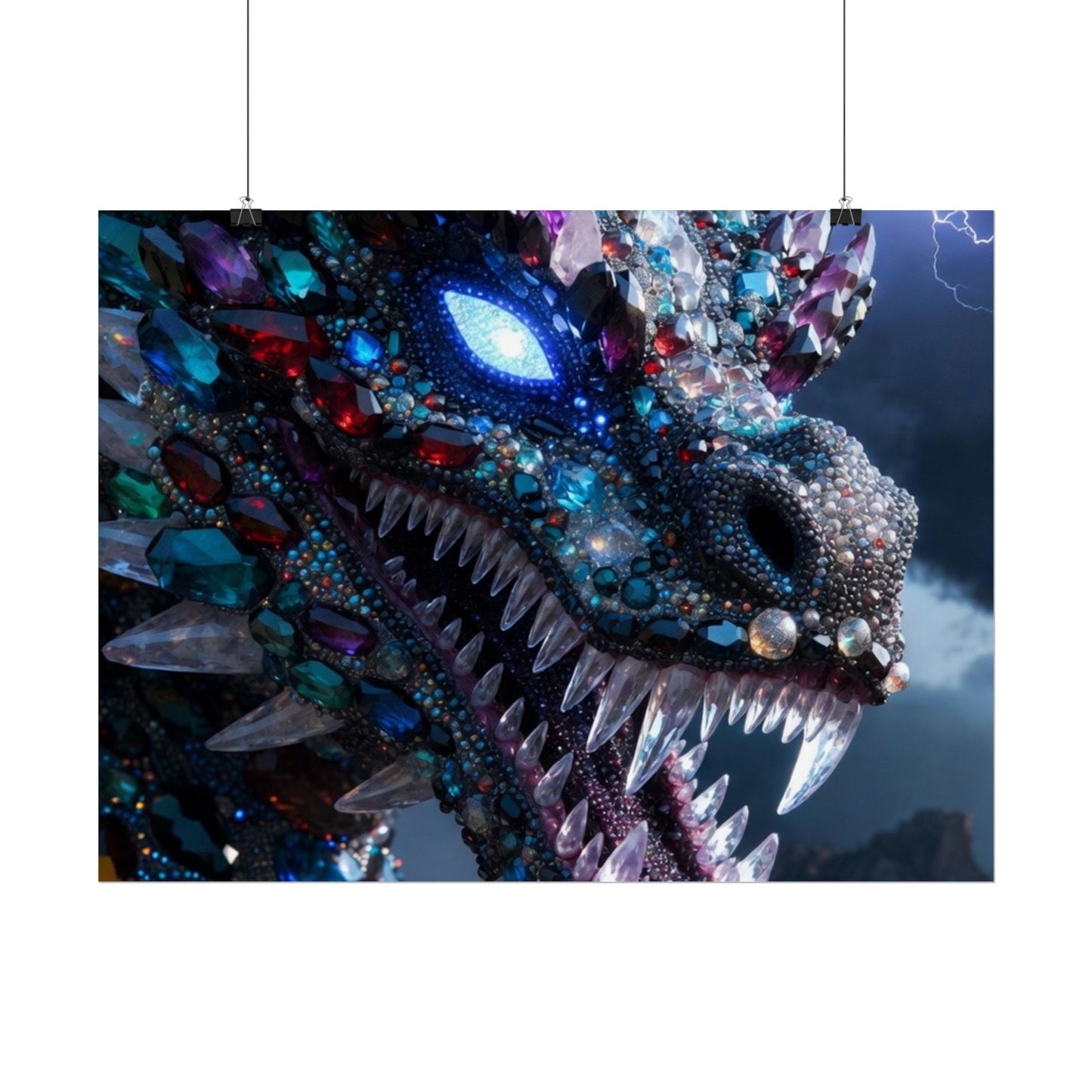 Dragon Crystal Poster — Fantasy Gem-Encrusted Dragon Wall Art (Rolled Poster)