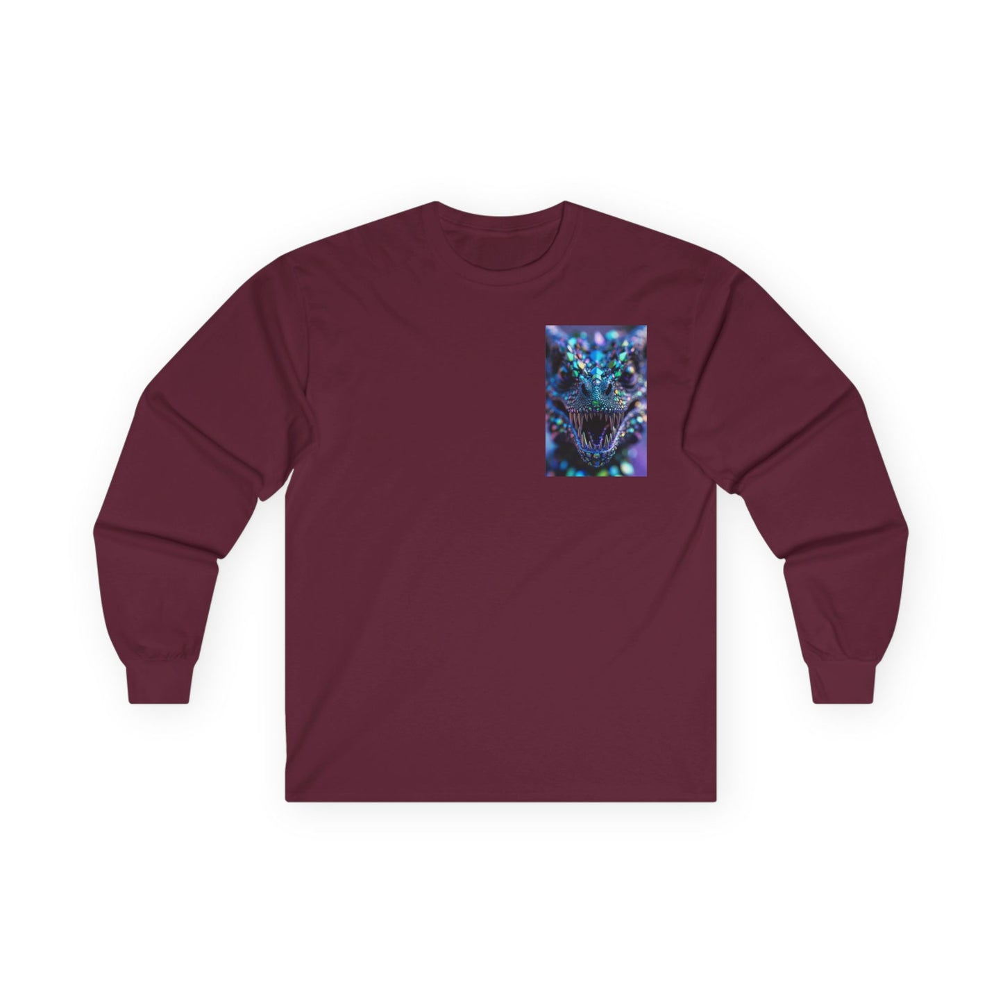 Long Sleeve Tee — Cosmic DRAGON Chest Print | Mystical Galaxy Animal Shirt
