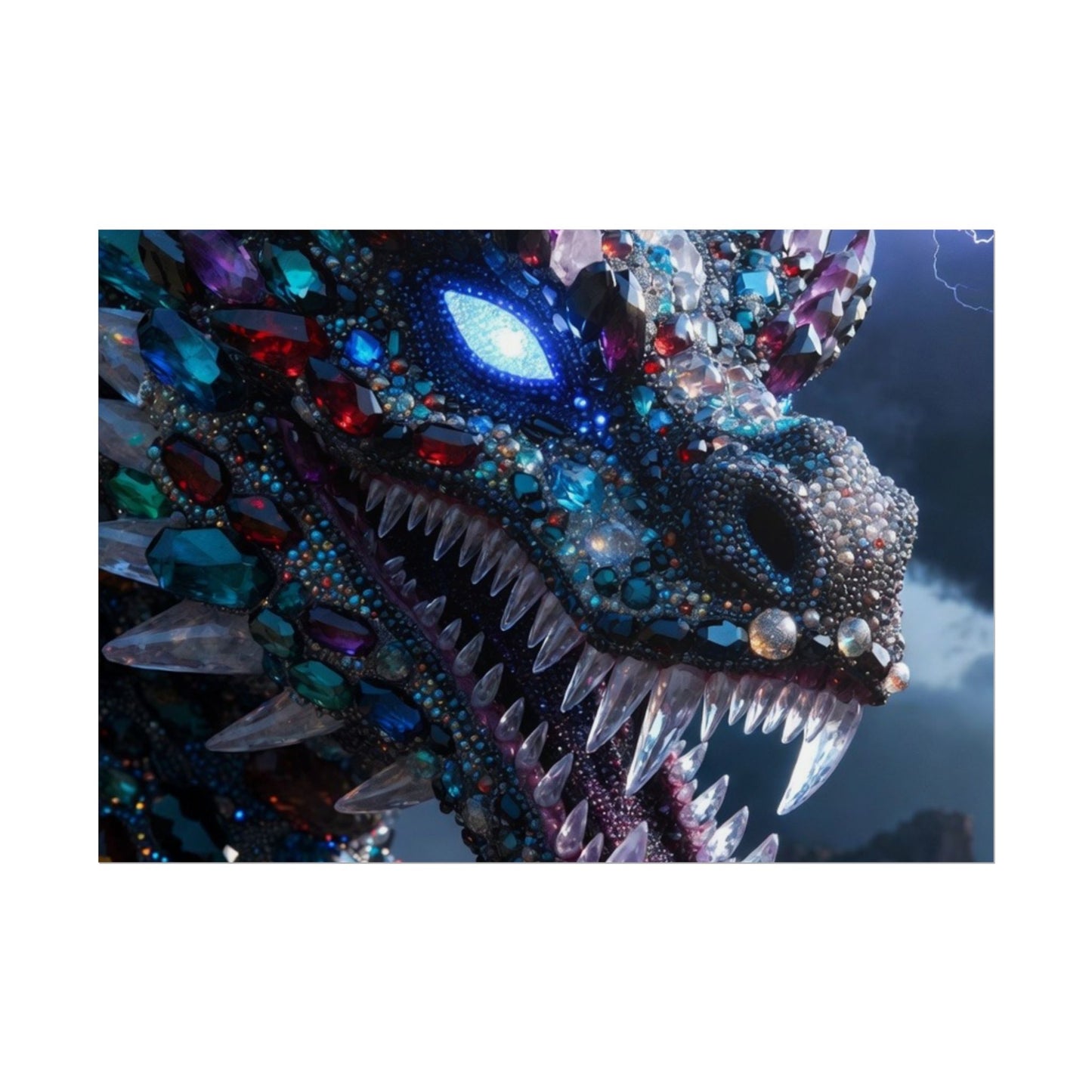 Dragon Crystal Poster — Fantasy Gem-Encrusted Dragon Wall Art (Rolled Poster)