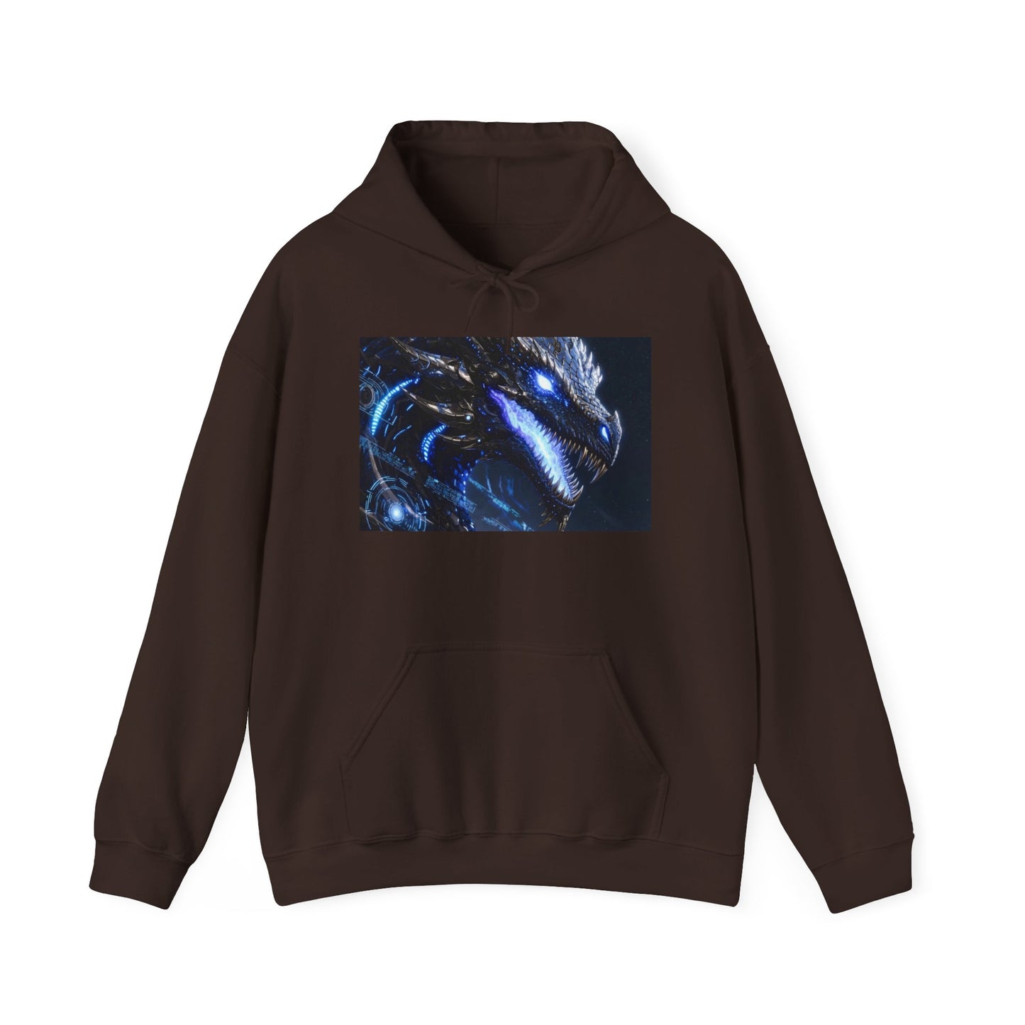 Blue Dragon Hoodie – Neon Fantasy Dragon Face Pullover