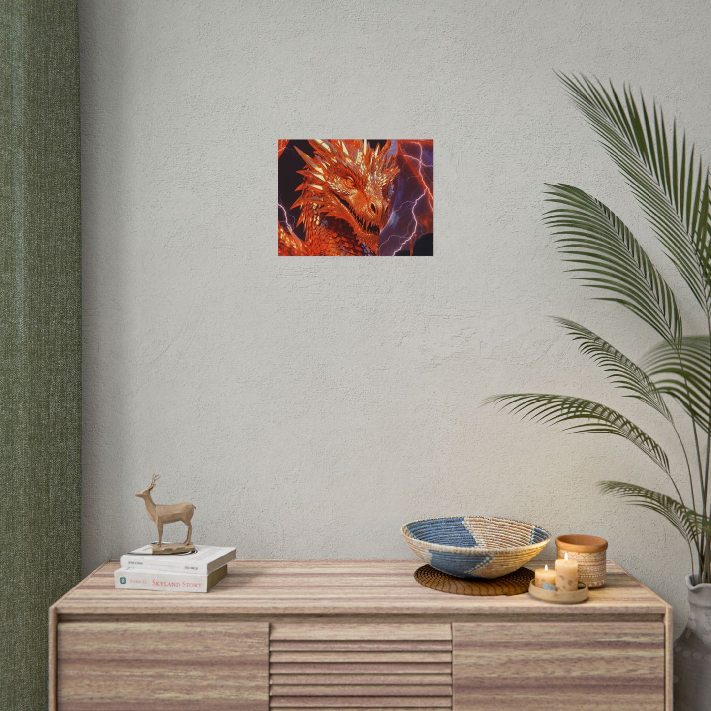Orange Lightning Dragon Poster — Fantasy Wall Art for Gamers & Fans