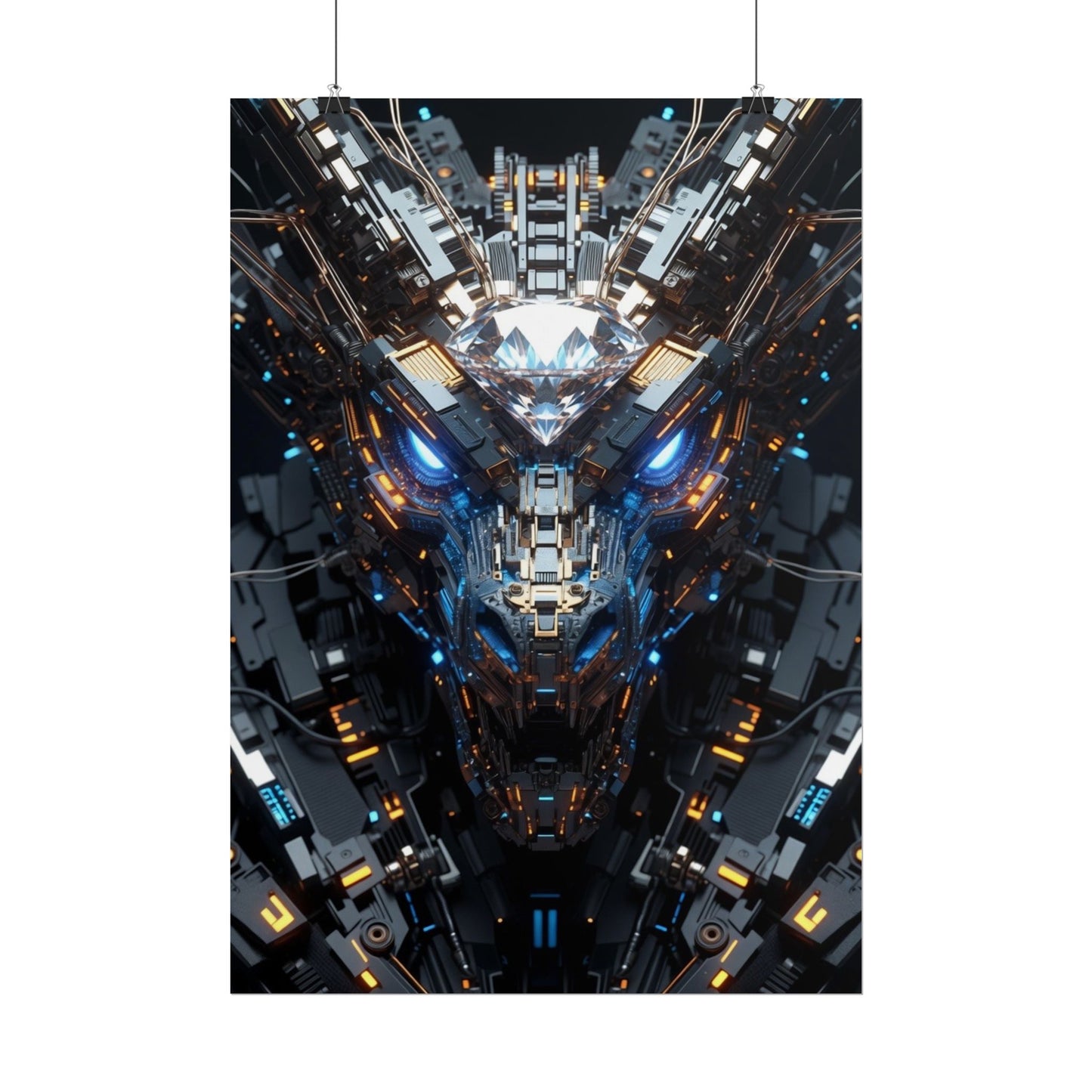 Futuristic Mech Dragon Poster – Cybernetic Robot Art Print