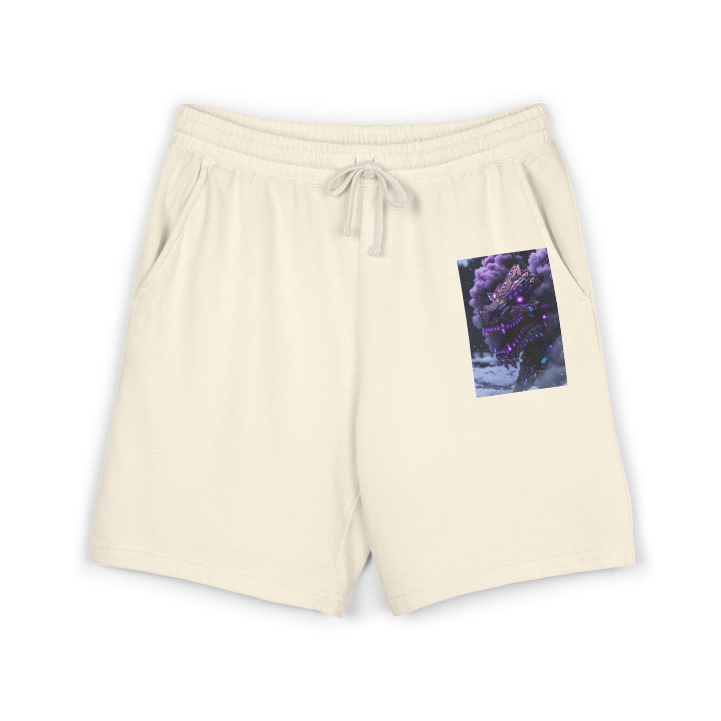 Lightweight Fleece Sweat Shorts with Purple Floral Pocket Print
