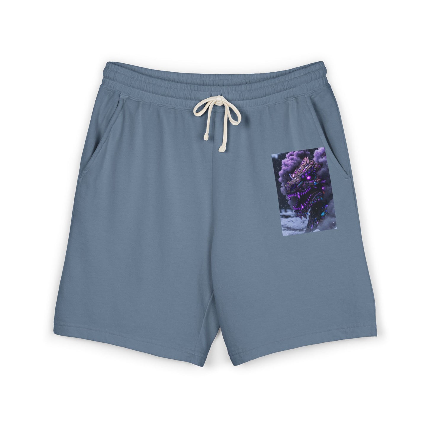 Lightweight Fleece Sweat Shorts with Purple Floral Pocket Print