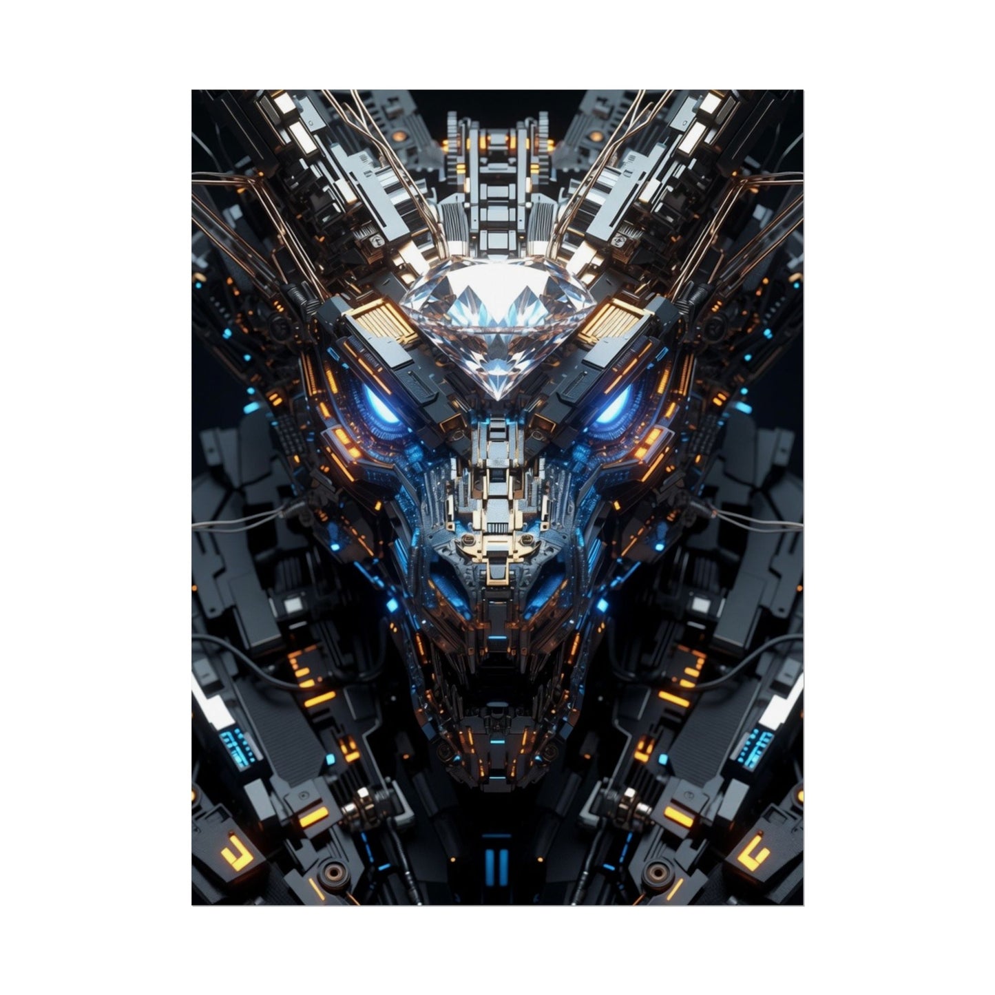 Futuristic Mech Dragon Poster – Cybernetic Robot Art Print