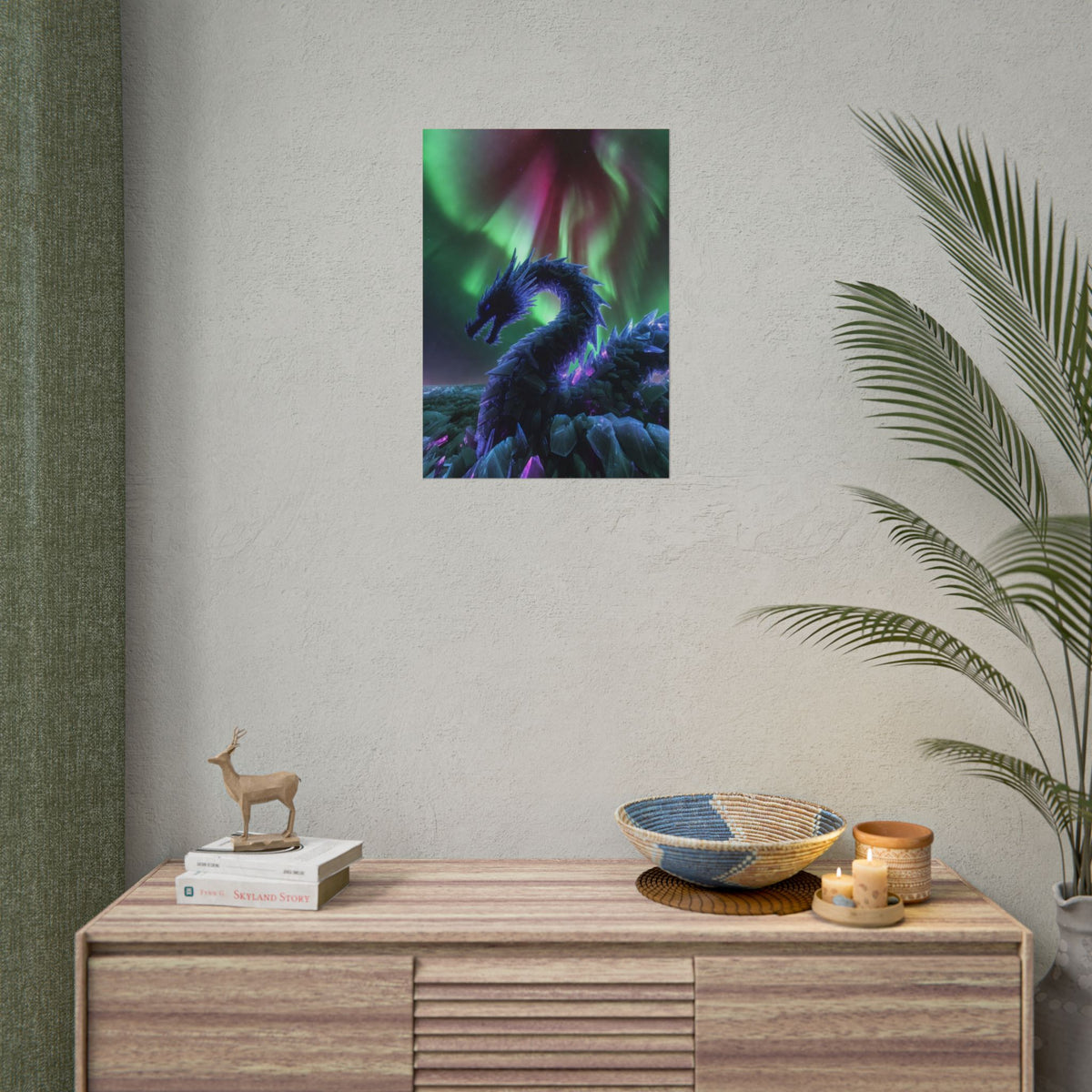 Aurora Crystal Dragon Poster — Fantasy Wall Art Print