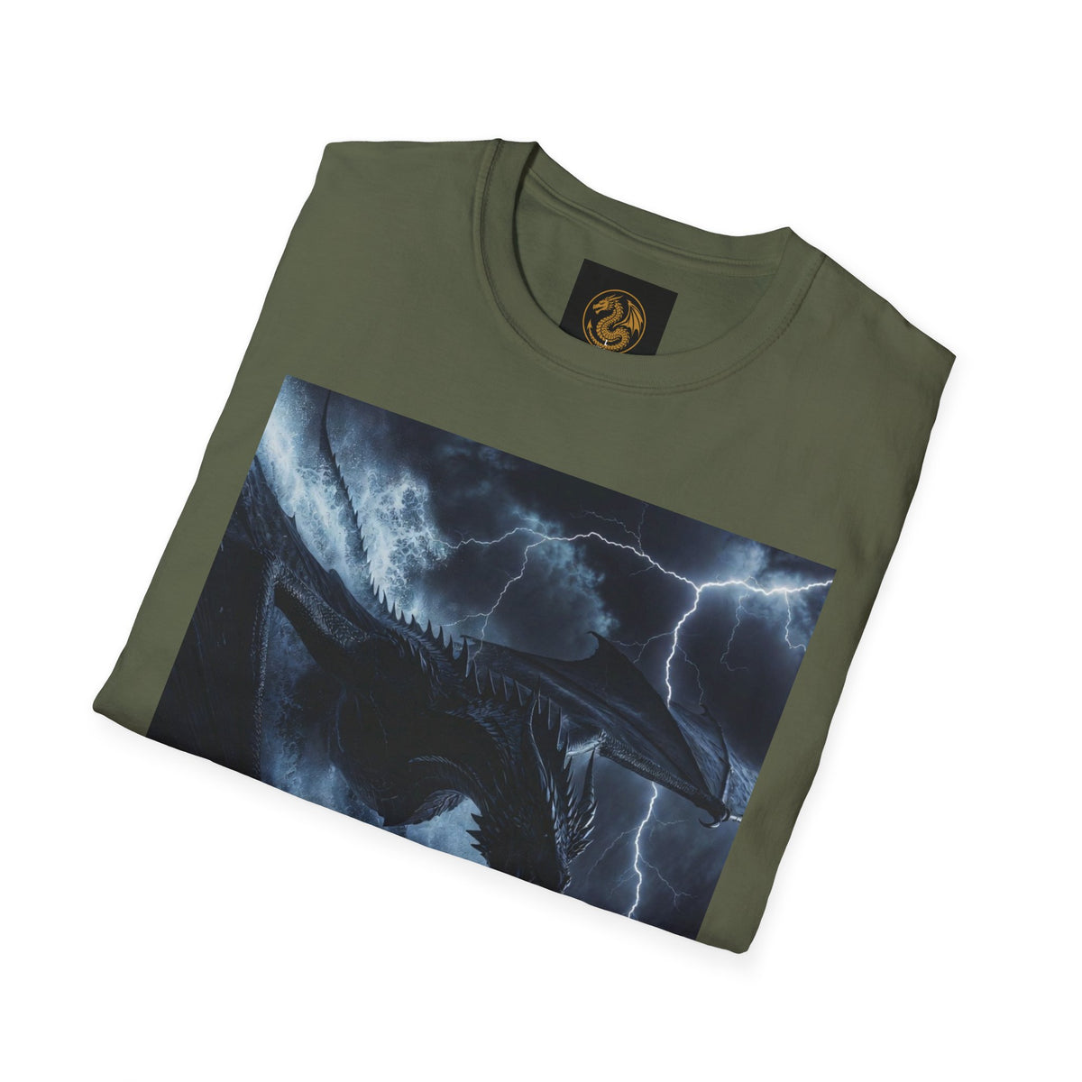 A Stormy Oceanic Dragon T-Shirt — Dark Ocean Lightning Graphic Tee