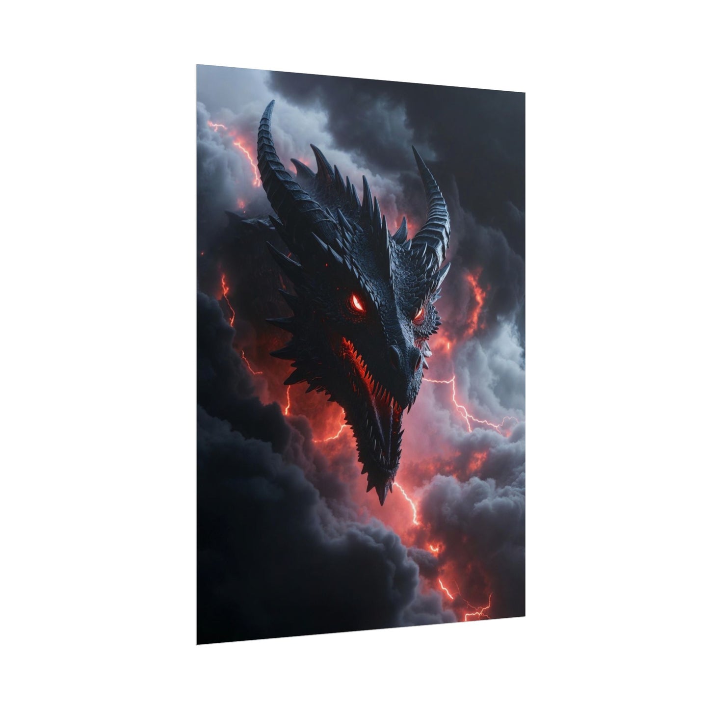 Dragon Storm Rolled Poster — Dark Fantasy Dragon Wall Art