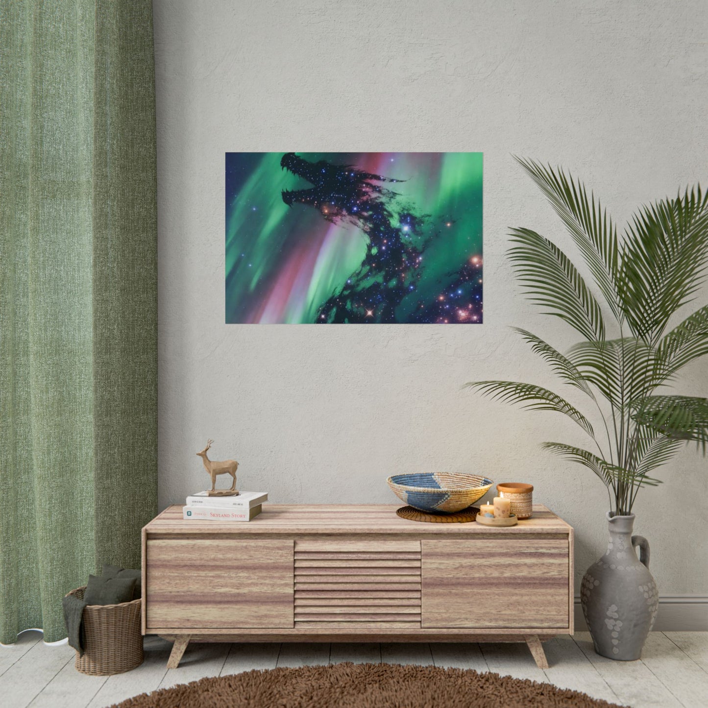 Aurora Dragon Poster — Cosmic Northern Lights Wall Art (Rolled Poster)