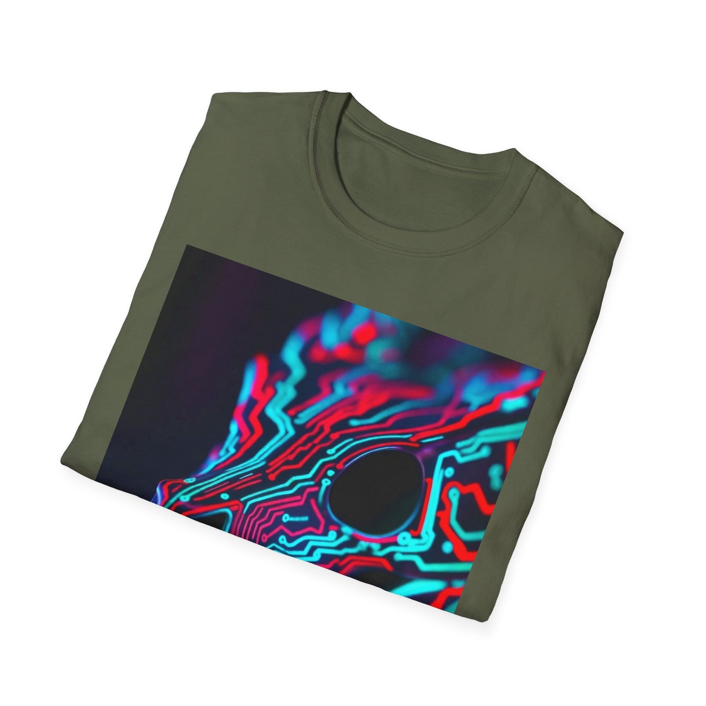 Neon Cyber Skull T-Shirt — Vaporwave Glitch Art Tee
