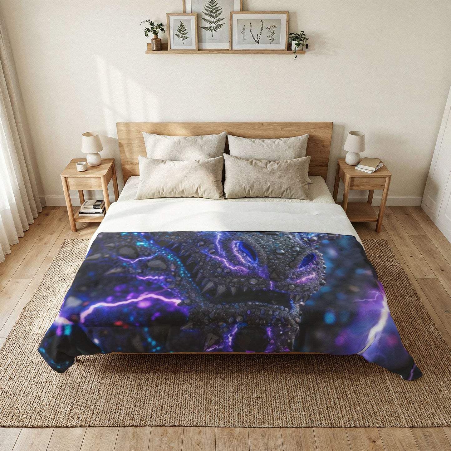 A Dragon Lightning Cotton Comforter – Purple Electric Fantasy Bedding