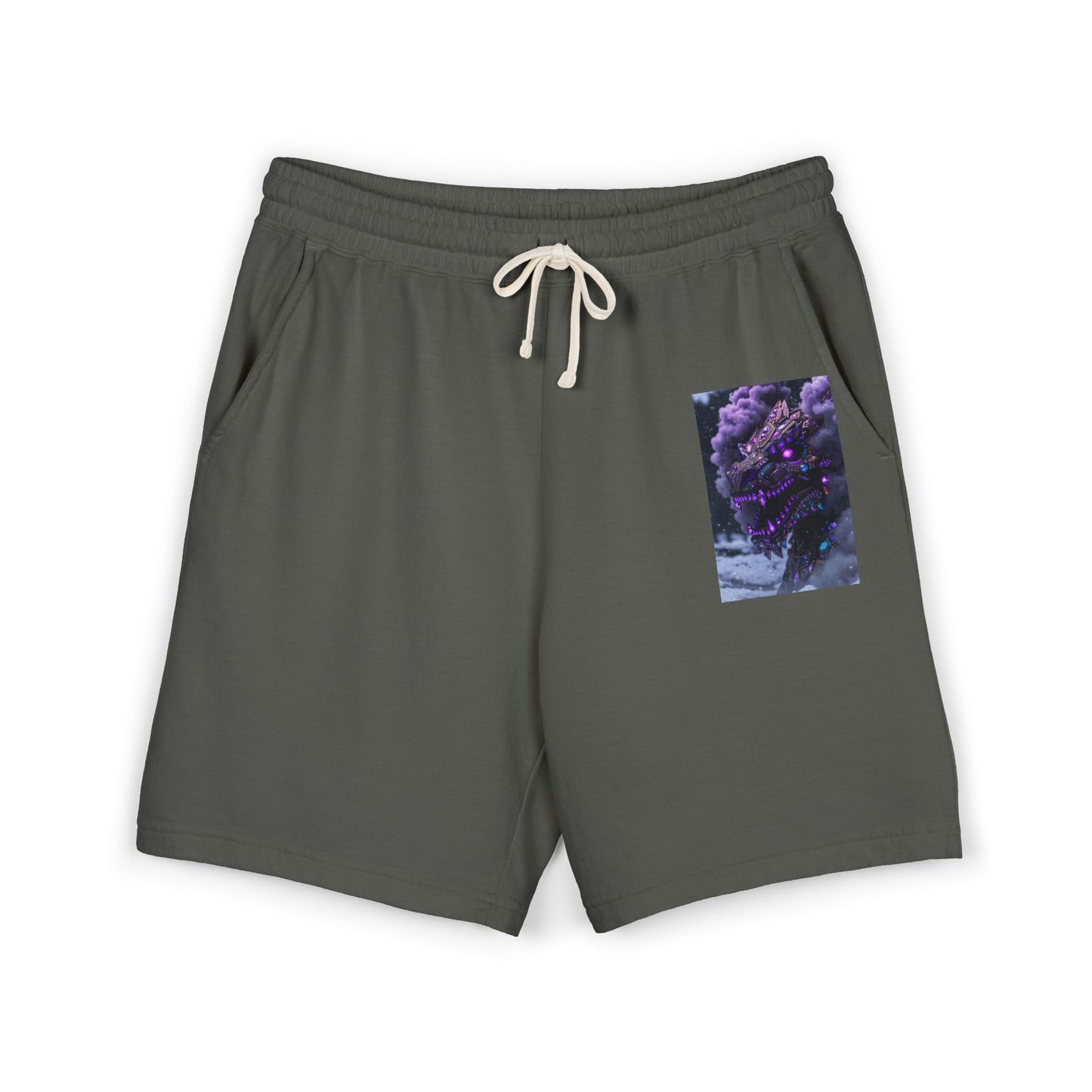 Lightweight Fleece Sweat Shorts with Purple Floral Pocket Print