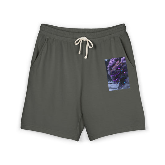 Lightweight Fleece Sweat Shorts with Purple Floral Pocket Print