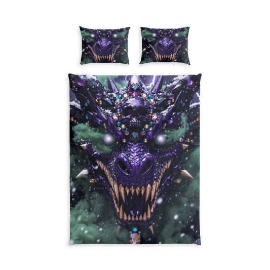A Dragon Face Duvet Cover Set – Purple Cosmic Dragon Bedding