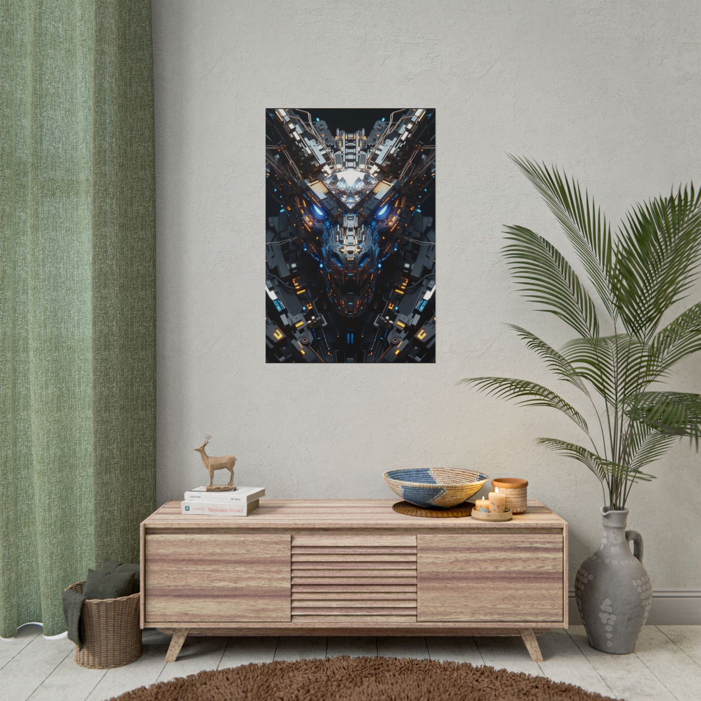 Futuristic Mech Dragon Poster – Cybernetic Robot Art Print