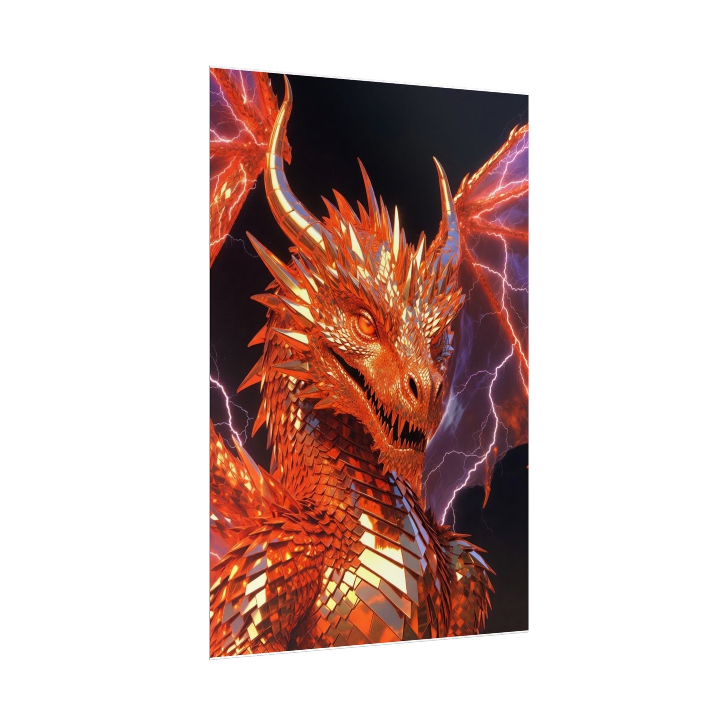 Orange Lightning Dragon Poster — Fantasy Wall Art for Gamers & Fans