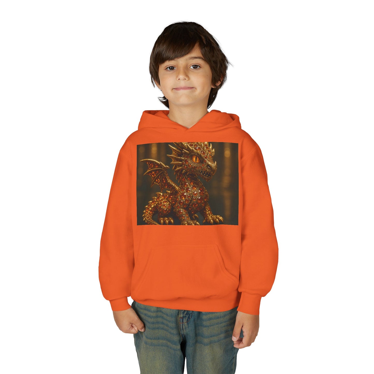 Dragon Fantasy Youth Heavy Blend Hooded Sweatshirt, Adventure Hoodie, Gift for Kids, Fantasy Apparel, Cozy Sweatshirt for Young Dreamers
