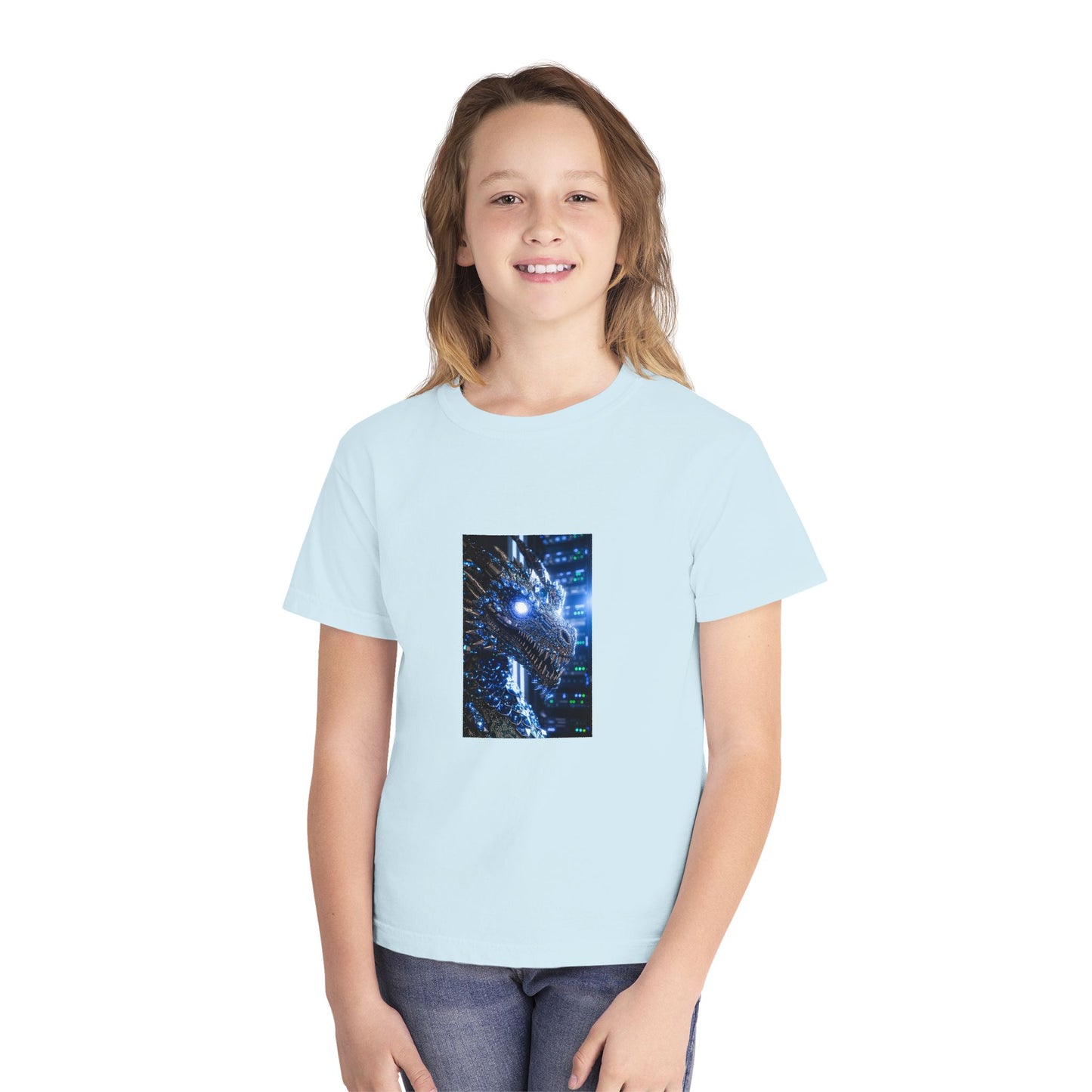 Youth Tee — Neon Dragon Galaxy Graphic