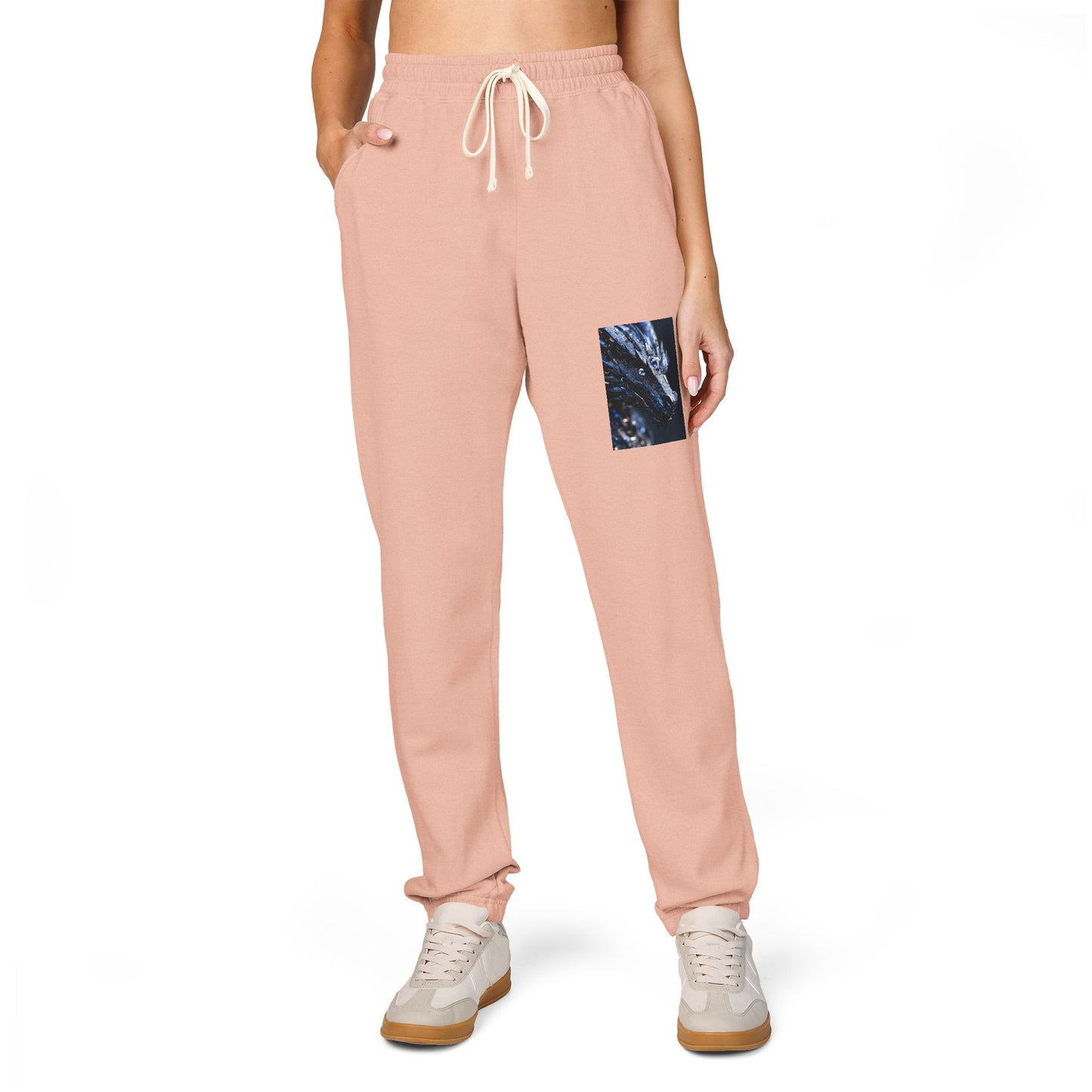 Garment-Dyed Fleece Sweatpants — Dark Olive Joggers with Blue Marble Pocket