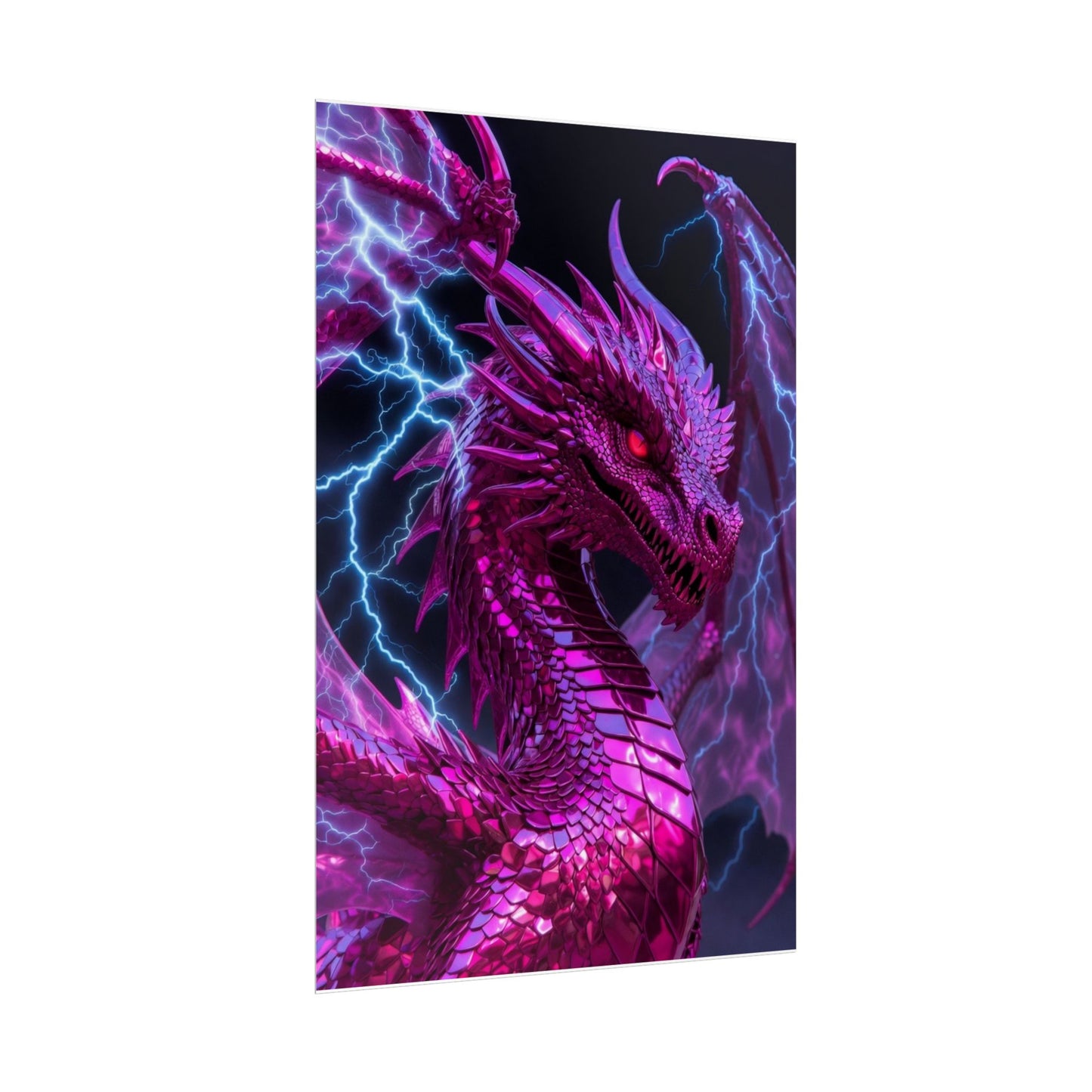 Pink Electric Dragon Poster — Fantasy Wall Art Rolled Poster