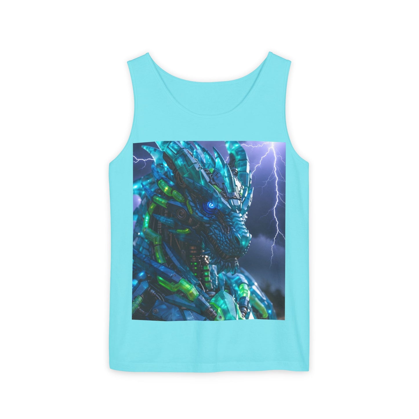 Dragon Warrior Tank Top — Neon Cyber Dragon Graphic Sleeveless Tee